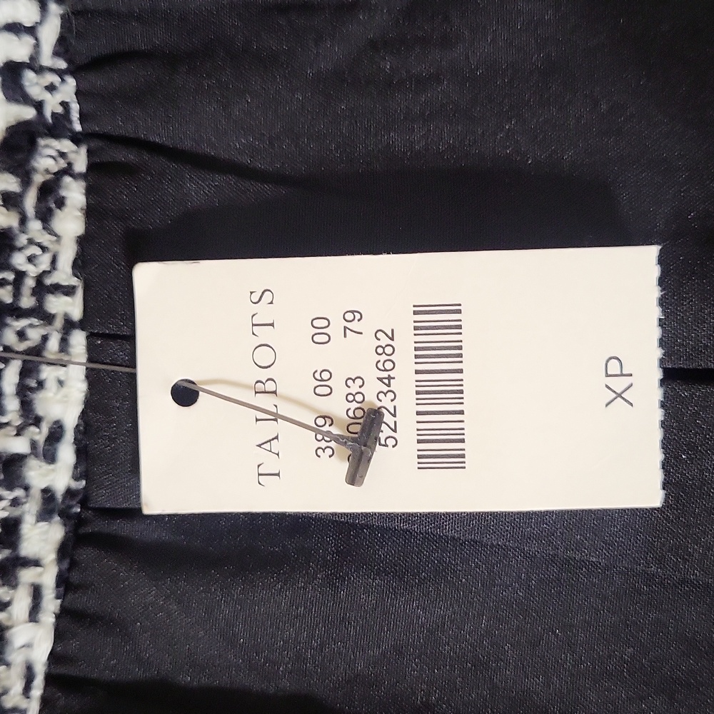Talbots Textured Tweed Open Front Cardigan Jacket‎ Black White Women's 1X Petite - Picture 5 of 12